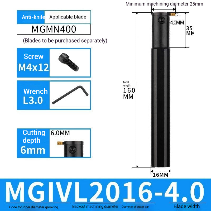1024-CNC toolholder internal groove cutter MGIVR2016-2 internal groove toolholder lathe cut-off tool CNC lathe tool cutting tools Shandong Denso Pricision Tools Co.,Ltd.